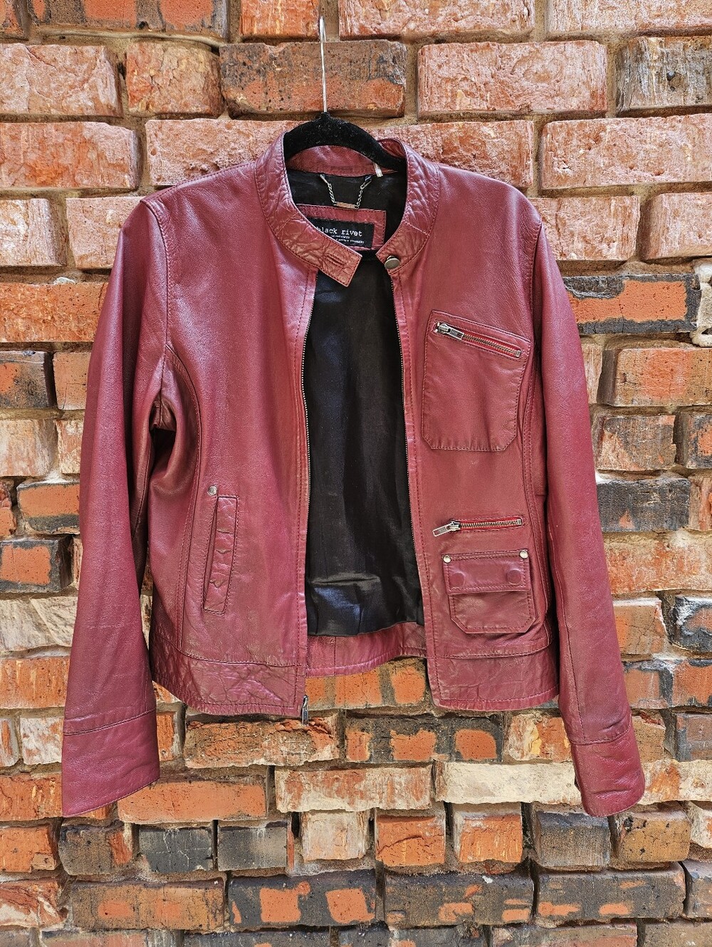 Black Rivet Leather Jacket - Picture 2 of 16